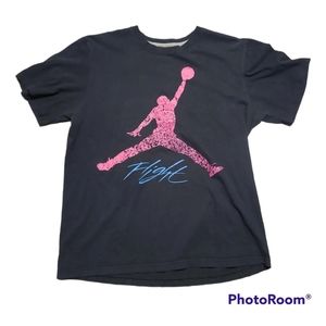 Pre-owned Jordan Shirt Mens Large Black Red Graphic Tee Jumpman Air Flight